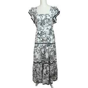 Entro Black and White Toile Pattern Dress - Size Large